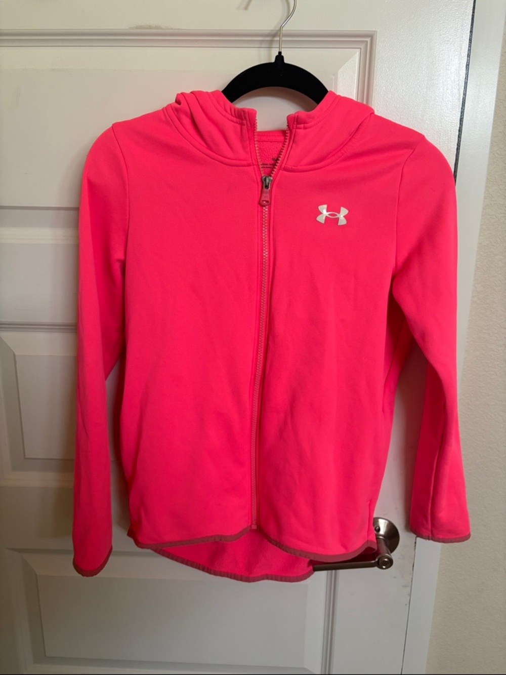 Under Armour Girls Neon Pink Full-Zip Hooded Sweatshirt